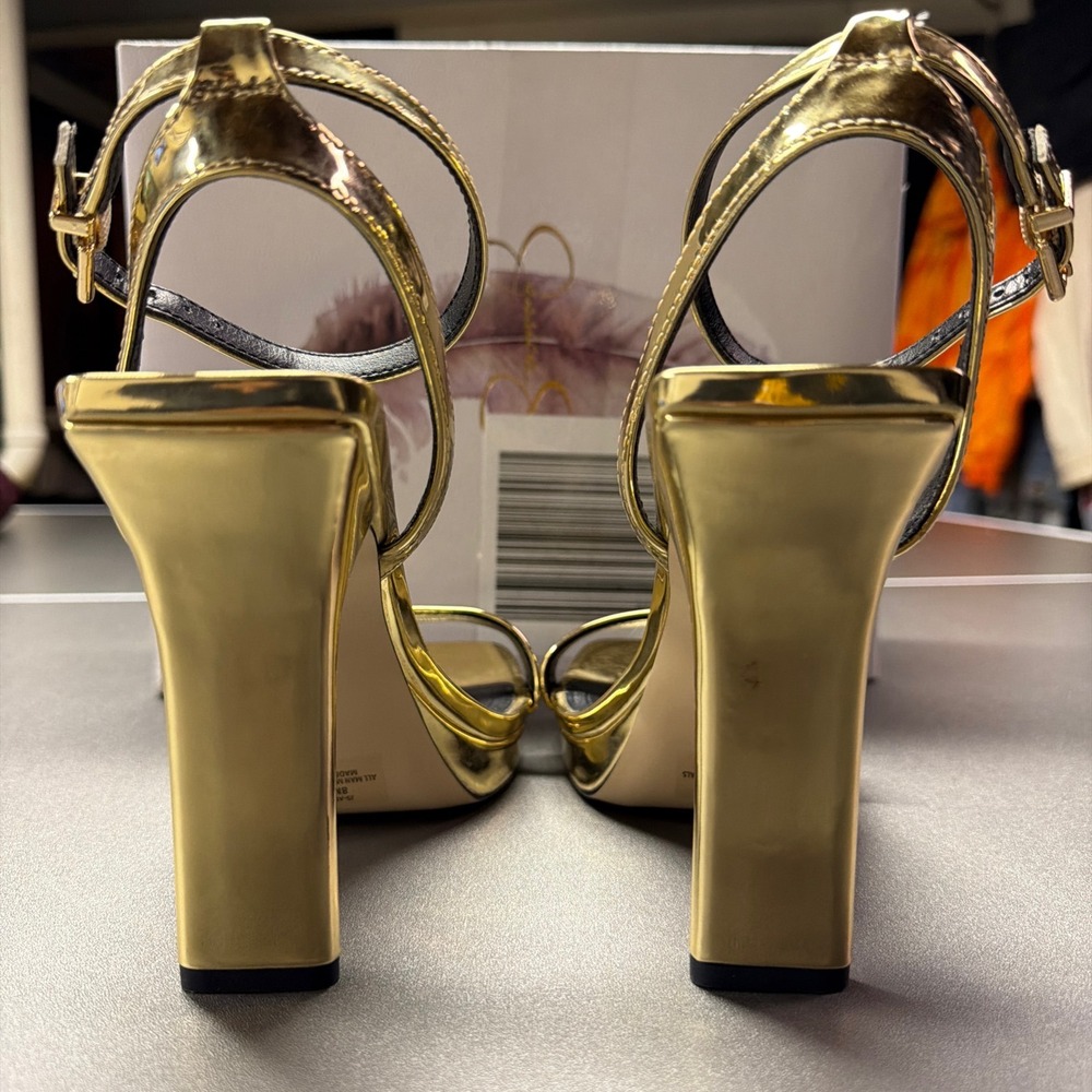 Jessica Simpson Adonia Gold Mirror Metallic Blade Heel Platform Sandals ADONIA - Picture 4 of 8